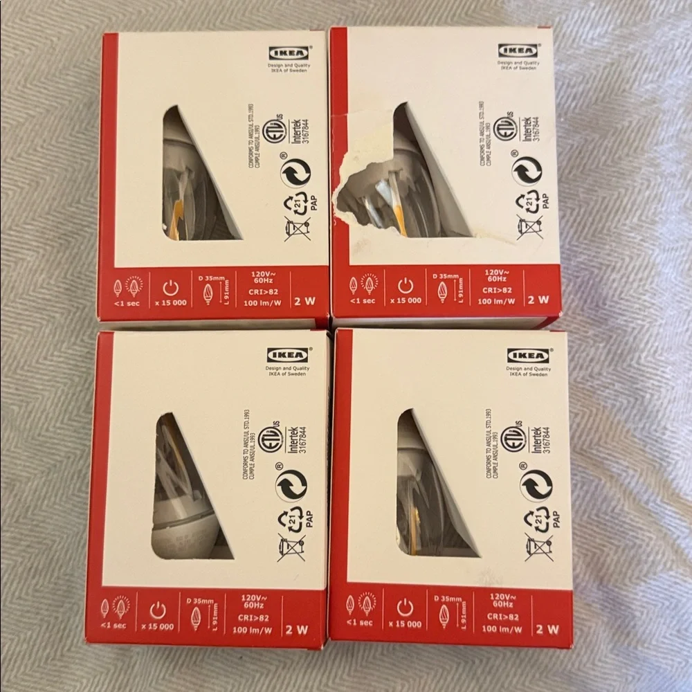 NEW - Lot of 8 Bulbs - IKEA RYET LED Light Bulb Chandelier Clear E12 200 Lumen